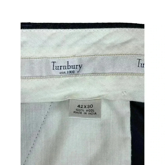 Turnbury Dress Pants Business Office 100% Wool Pleated Gray Men's Size 42 x 30 - Picture 13 of 13